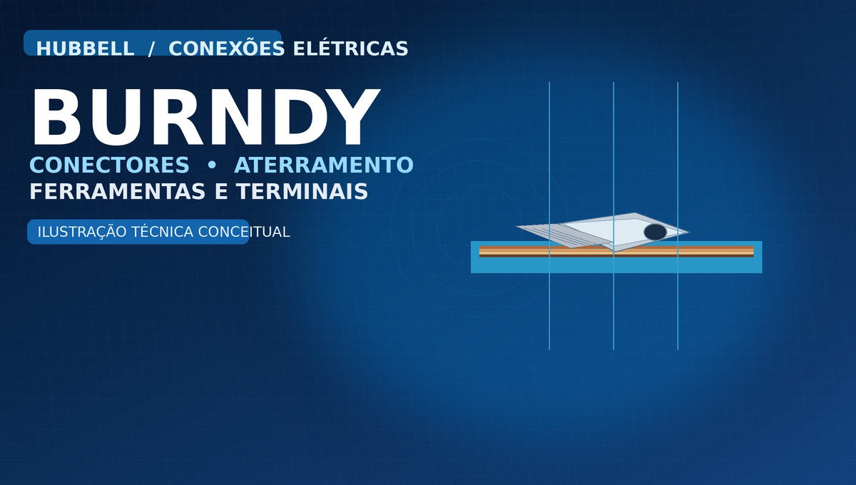 Ilustração técnica de conectores elétricos e aterramento BURNDY